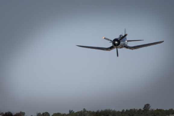 The F4-U Corsair does a low run